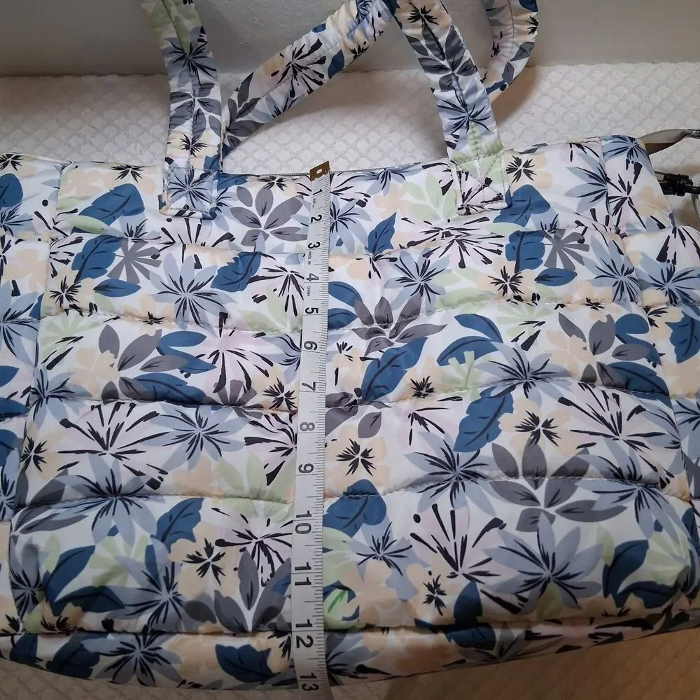 Baby Diaper Tote Bag Multi Strap Floral Neutral Bloomcore Quilted Soft Essential